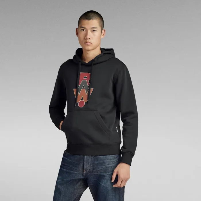 Sweatshirts and Hoodies Men GStar RAW Graphic Hooded Sweater Dark Black