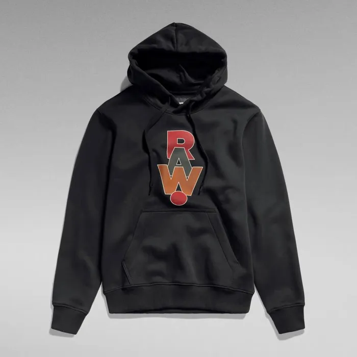 Sweatshirts and Hoodies Men GStar RAW Graphic Hooded Sweater Dark Black