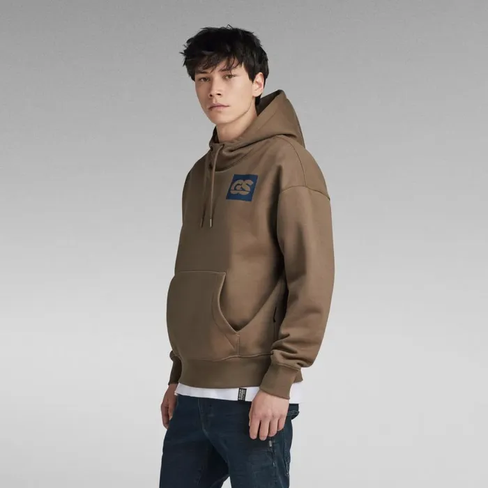 Sweatshirts and Hoodies Men GStar RAW GS RAW Back Graphic Hooded Loose Sweater Turf