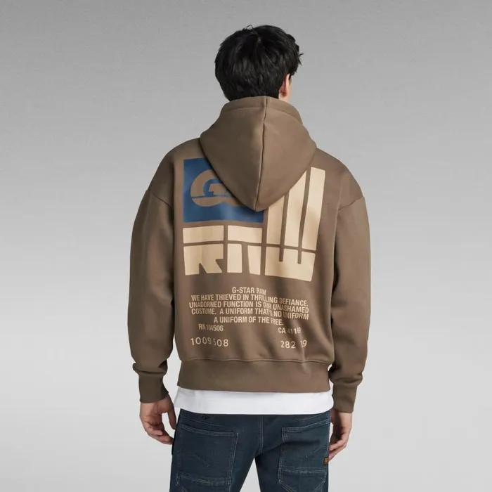 Sweatshirts and Hoodies Men GStar RAW GS RAW Back Graphic Hooded Loose Sweater Turf