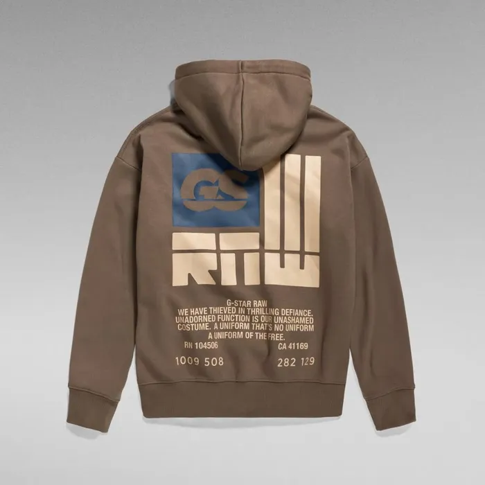 Sweatshirts and Hoodies Men GStar RAW GS RAW Back Graphic Hooded Loose Sweater Turf
