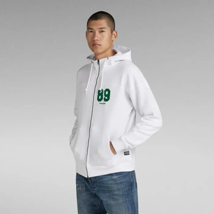 Sweatshirts and Hoodies Men GStar RAW Sports Zip Loose Hoodie White
