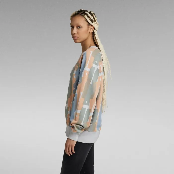 Sweatshirts and Hoodies Women GStar RAW Raglan Allover Loose Sweater Iceberg Green Figures 64