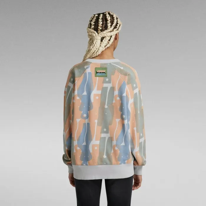 Sweatshirts and Hoodies Women GStar RAW Raglan Allover Loose Sweater Iceberg Green Figures 64