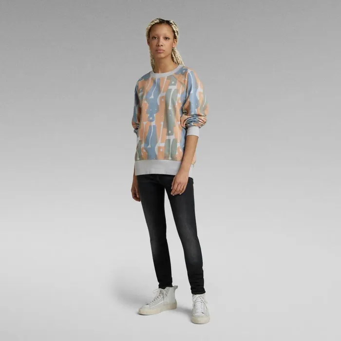Sweatshirts and Hoodies Women GStar RAW Raglan Allover Loose Sweater Iceberg Green Figures 64