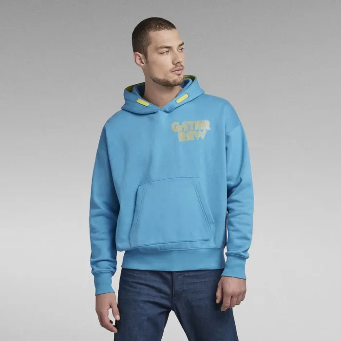 Sweatshirts and Hoodies Women GStar RAW Unisex Disco Chest Hoodie Light Onymia Blue