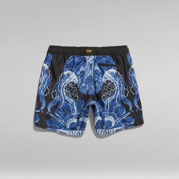 Swimwear Men GStar RAW Dirik Jellyfish Allover Swim Shorts Dk Black Jellyfish Mirror