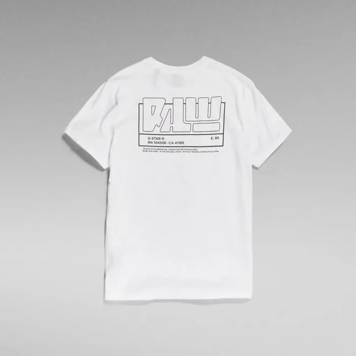 TShirts and Polos Men GStar RAW Back Graphic Text TShirt White