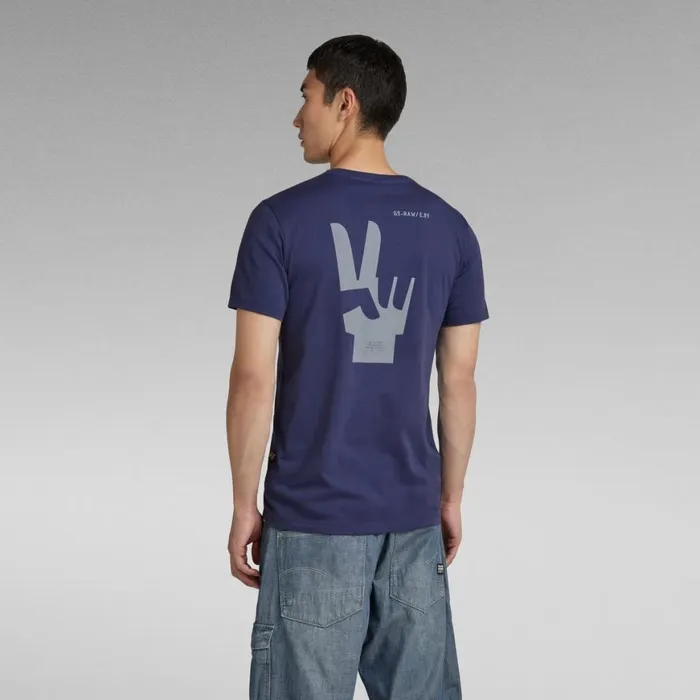 TShirts and Polos Men GStar RAW Hand Back Graphic Slim TShirt Ballpen Blue