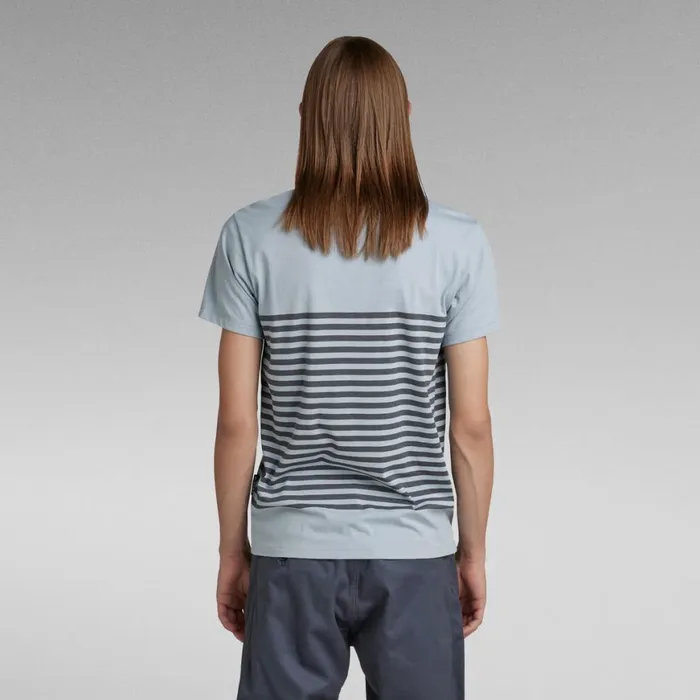 TShirts and Polos Men GStar RAW Placed Stripe Graphic TShirt Ash Bluefantem Blue Stripe
