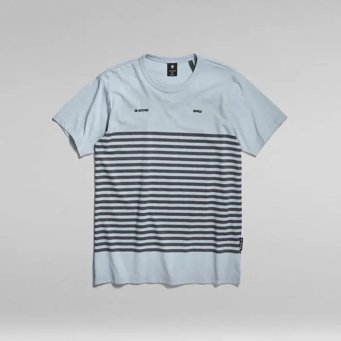 TShirts and Polos Men GStar RAW Placed Stripe Graphic TShirt Ash Bluefantem Blue Stripe