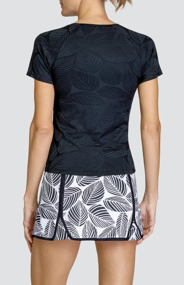 Tail Activewear Pema Top 8211 Fading Leaves Onyx Women Short Sleeve