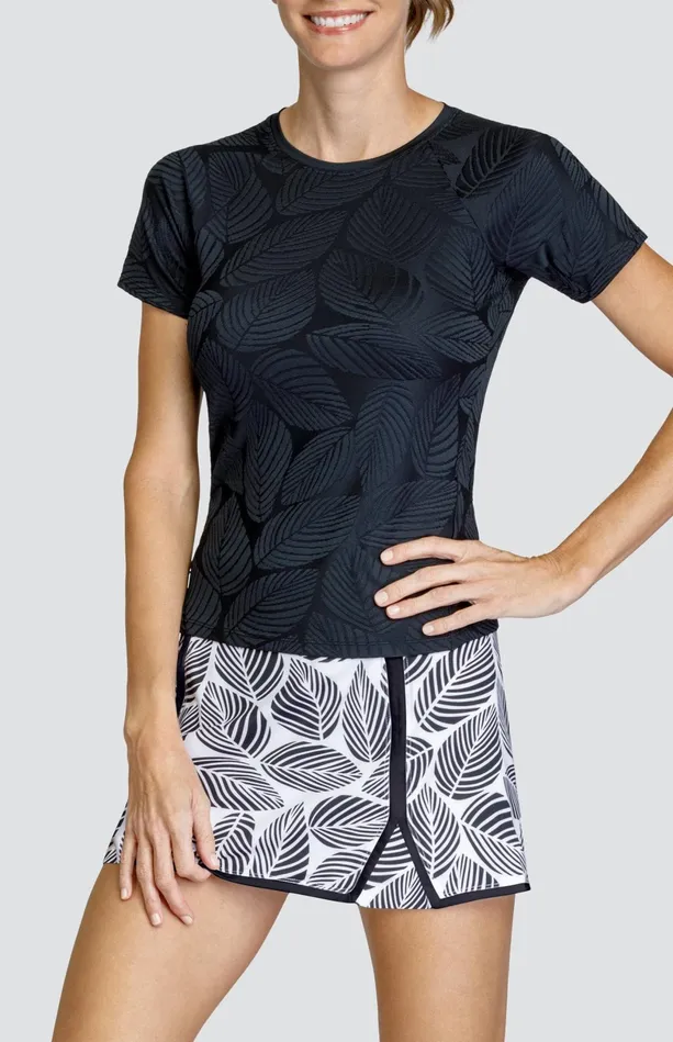 Tail Activewear Pema Top 8211 Fading Leaves Onyx Women Short Sleeve