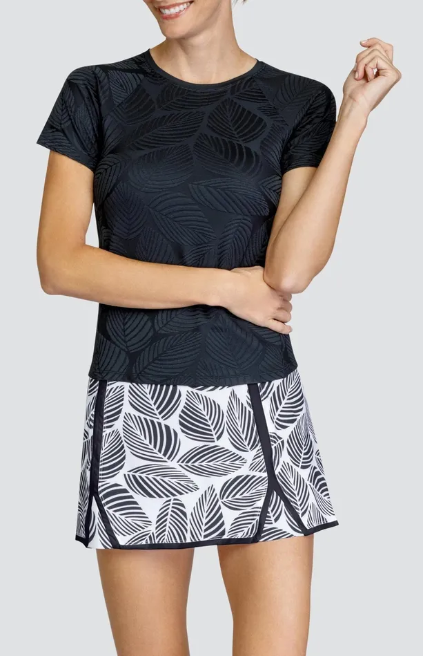 Tail Activewear Pema Top 8211 Fading Leaves Onyx Women Short Sleeve
