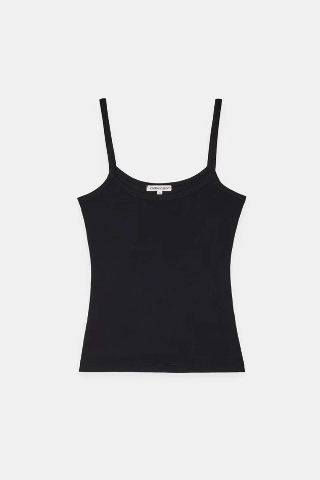 Tanks Women COTTON CITIZEN Verona Spaghetti Tank Jet Black Tanks Women COTTON CITIZEN Verona Spaghetti Tank Jet Black