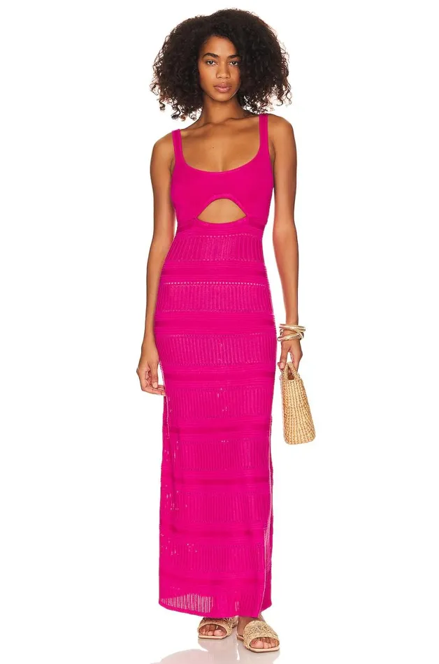 Tayla Pointelle Maxi Dress Hot Pink Women Lovers and Friends Dresses