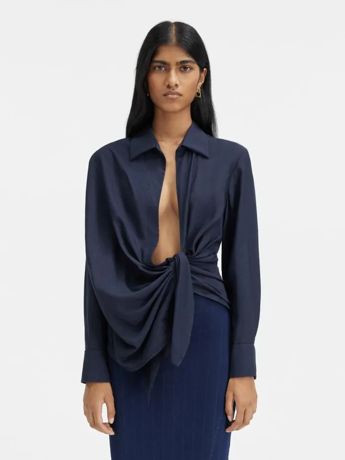 The Bahia Shirt Dark Navy Women JACQUEMUS Tops and Shirts The Bahia Shirt Dark Navy Women JACQUEMUS Tops and Shirts