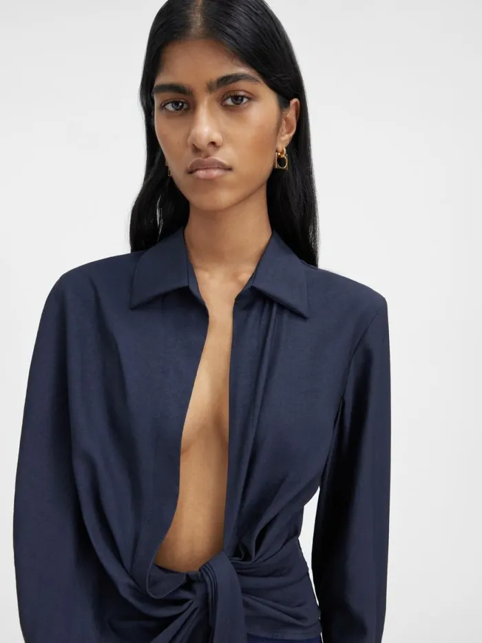 The Bahia Shirt Dark Navy Women JACQUEMUS Tops and Shirts The Bahia Shirt Dark Navy Women JACQUEMUS Tops and Shirts