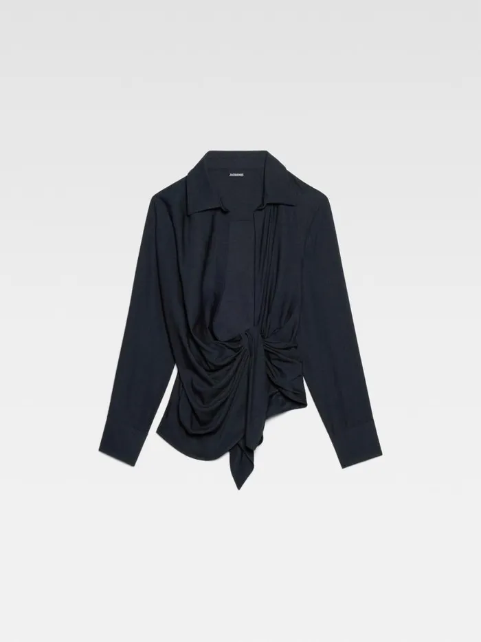 The Bahia Shirt Dark Navy Women JACQUEMUS Tops and Shirts The Bahia Shirt Dark Navy Women JACQUEMUS Tops and Shirts