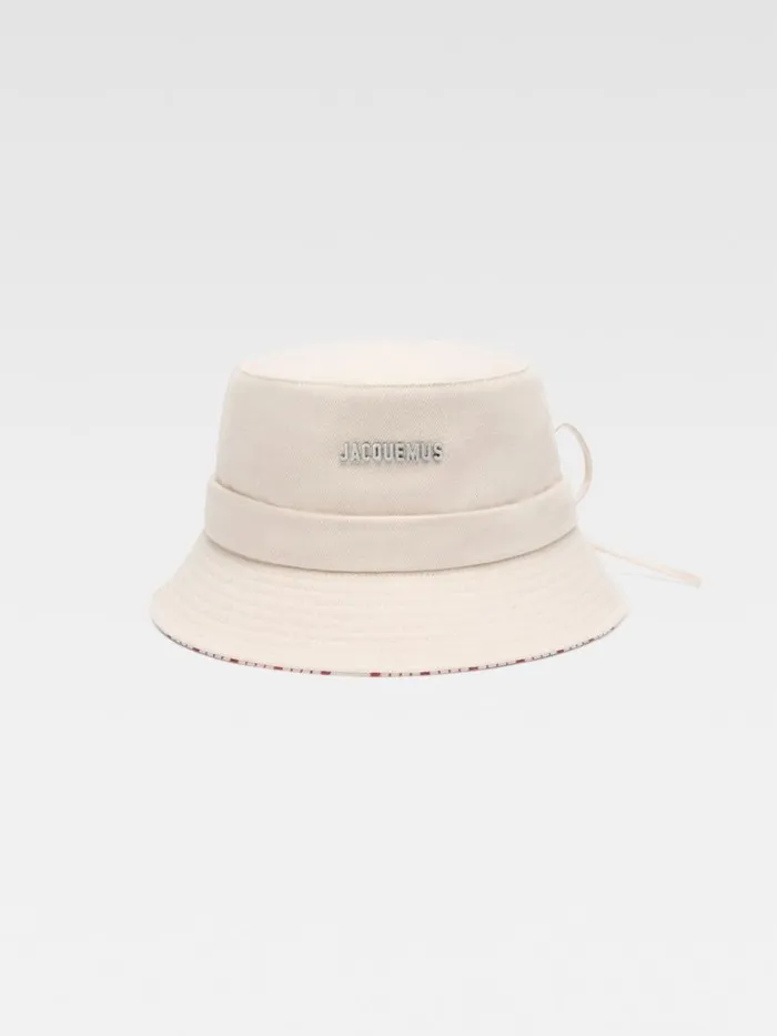 The Gadjo Bucket Hat Offwhite Red Stripes WomenMen JACQUEMUS Hats