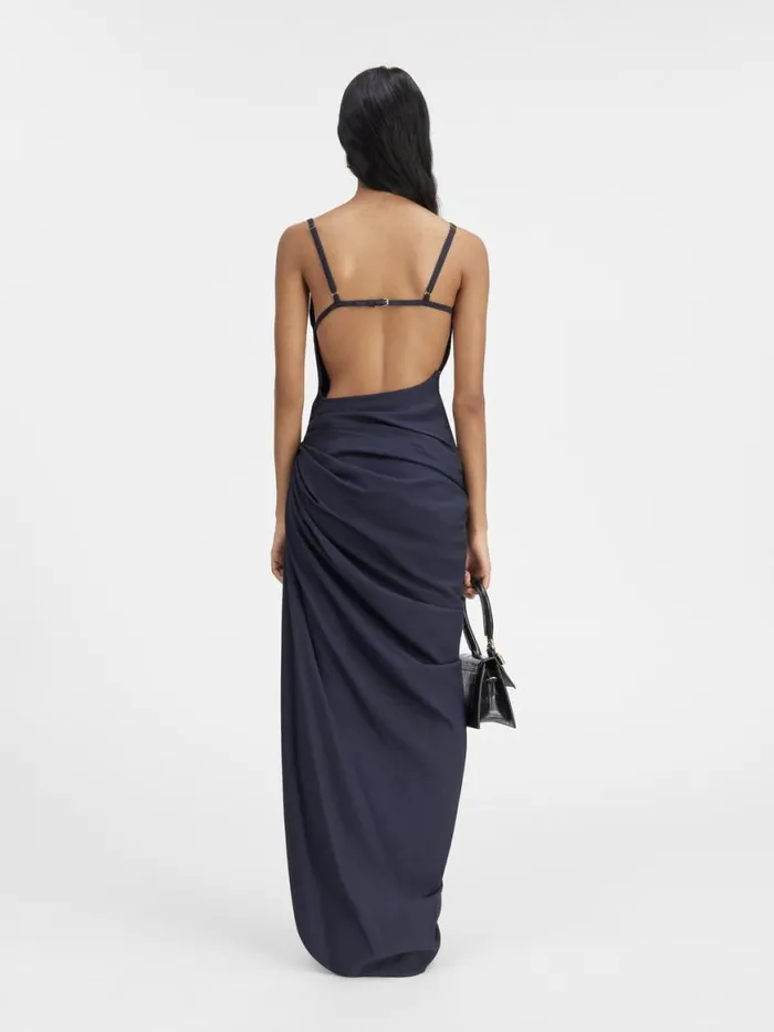 The Saudade Long Dress Dark Navy Women JACQUEMUS Dresses and Skirts The Saudade Long Dress Dark Navy Women JACQUEMUS Dresses and Skirts