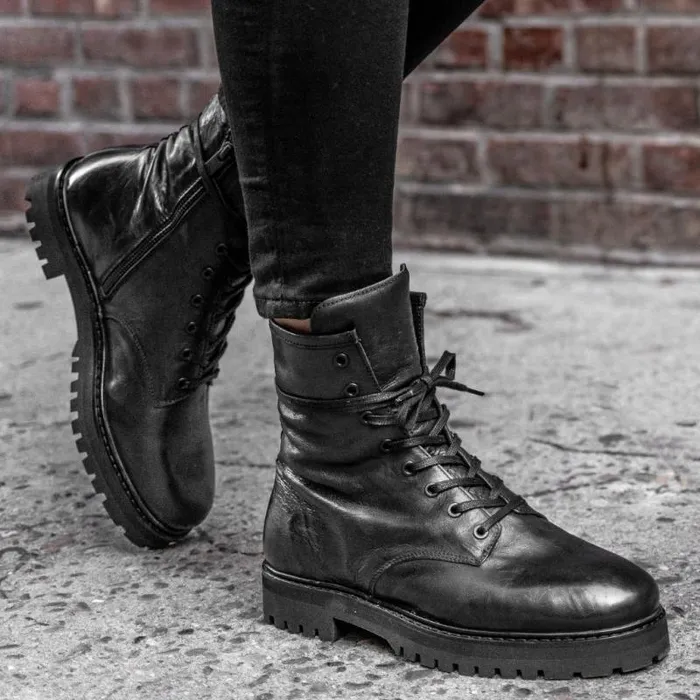 Thursday Boots LaceUp Combat Black 8211 Women Thursday Boots LaceUp Combat Black 8211 Women