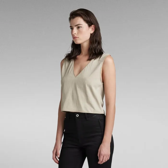 Tops and Tshirts Women GStar RAW Boxy Cropped Graphic Vest Spray Green