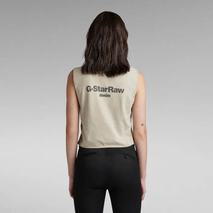 Tops and Tshirts Women GStar RAW Boxy Cropped Graphic Vest Spray Green