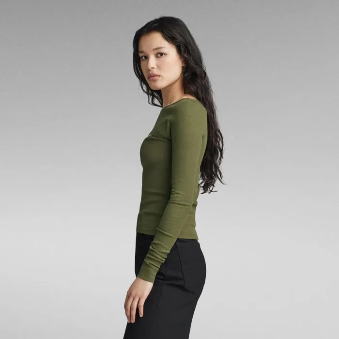 Tops and Tshirts Women GStar RAW CutOut Slim Boat Top Dark Olive