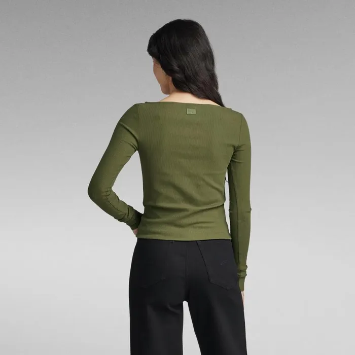 Tops and Tshirts Women GStar RAW CutOut Slim Boat Top Dark Olive