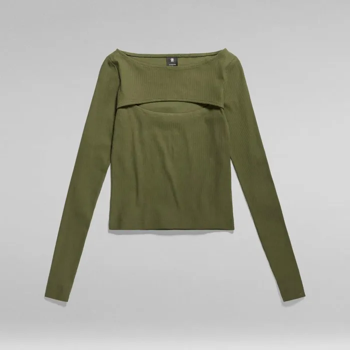 Tops and Tshirts Women GStar RAW CutOut Slim Boat Top Dark Olive