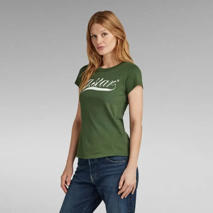 Tops and Tshirts Women GStar RAW Graphic 1 Slim Top Dark Nuri Green