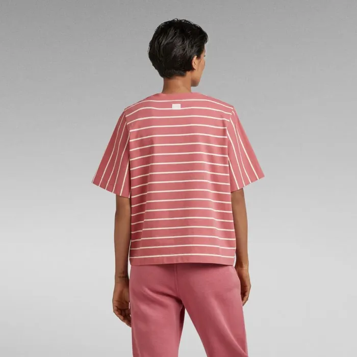 Tops and Tshirts Women GStar RAW Heavyweight Stripe Boxy Top Pink Inklightest Sky Stripe