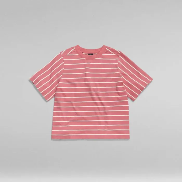 Tops and Tshirts Women GStar RAW Heavyweight Stripe Boxy Top Pink Inklightest Sky Stripe