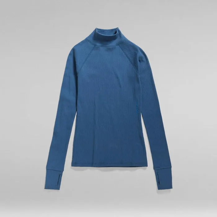 Tops and Tshirts Women GStar RAW Slim Rib Mock Top Rank Blue