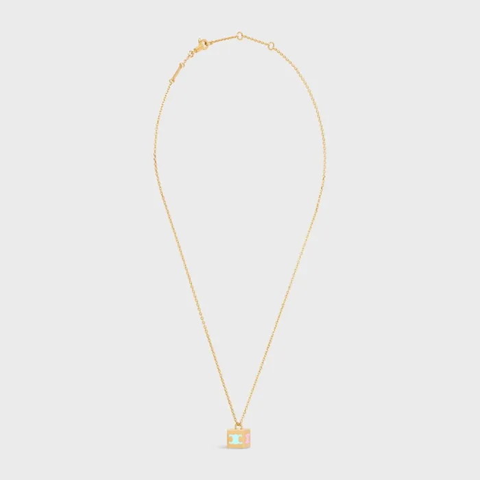 Triomphe Cube Necklace In Brass With Gold Finish And Colored Enamel Gold and Multicolour Women CELINE NECKLACES Triomphe Cube Necklace In Brass With Gold Finish And Colored Enamel Gold and Multicolour Women CELINE NECKLACES