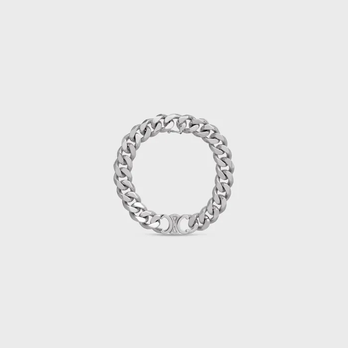 Triomphe Gourmette Bracelet In Brass With Rhodium Finish Silver Men CELINE BRACELETS and RINGS