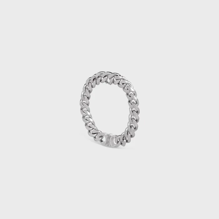 Triomphe Gourmette Bracelet In Brass With Rhodium Finish Silver Men CELINE BRACELETS and RINGS