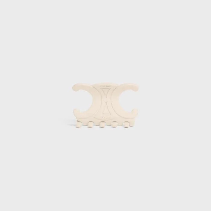 Triomphe Large Hair Claw In Acetate And Steel Ivory Women CELINE HAIR ACCESSORIES Triomphe Large Hair Claw In Acetate And Steel Ivory Women CELINE HAIR ACCESSORIES