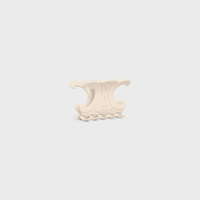Triomphe Large Hair Claw In Acetate And Steel Ivory Women CELINE HAIR ACCESSORIES