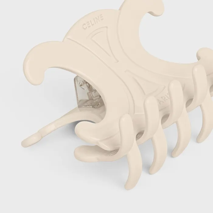 Triomphe Large Hair Claw In Acetate And Steel Ivory Women CELINE HAIR ACCESSORIES