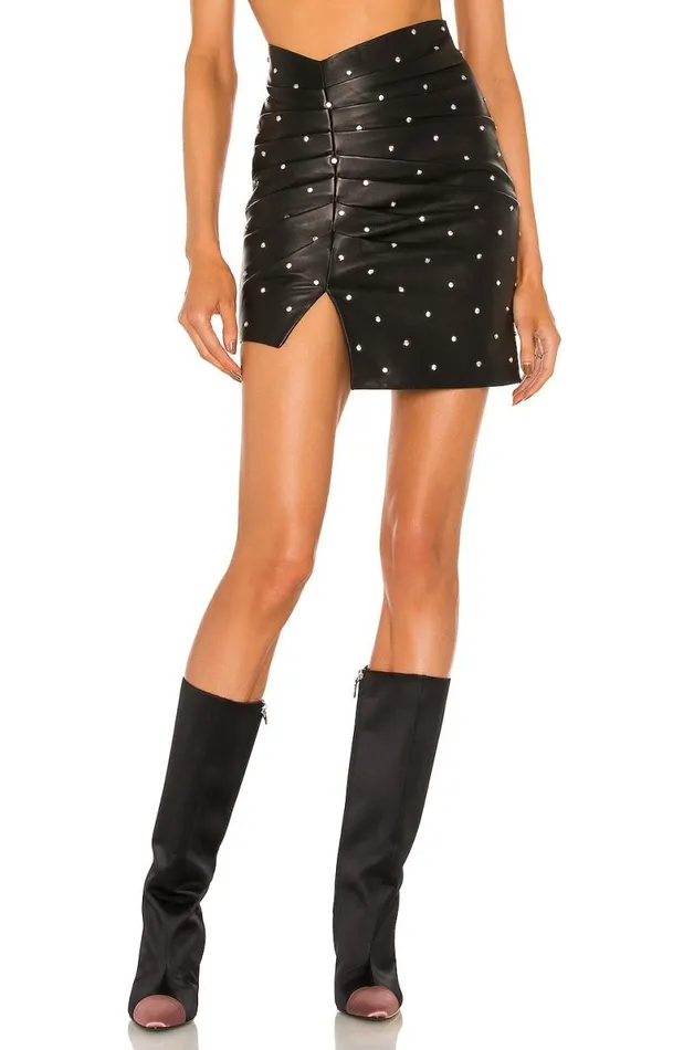 Valletta Leather Mini Skirt Black Women Lovers and Friends Skirts