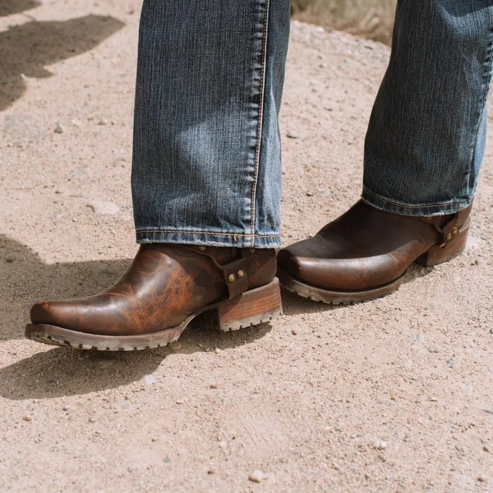 Western Men Stetson Heritage Harness Boots Waxed Brown