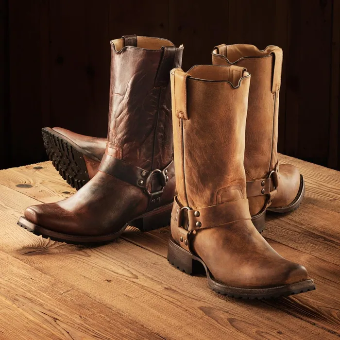 Western Men Stetson Heritage Harness Boots Waxed Brown