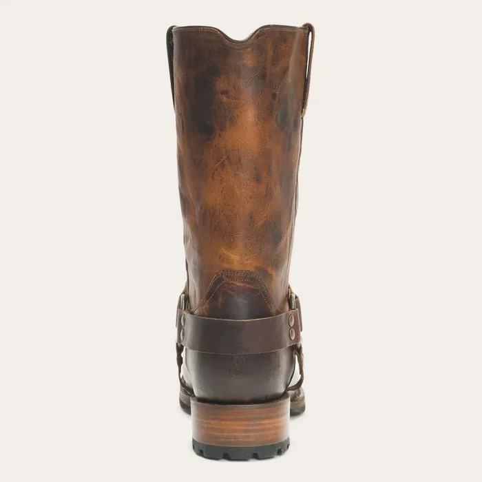 Western Men Stetson Heritage Harness Boots Waxed Brown