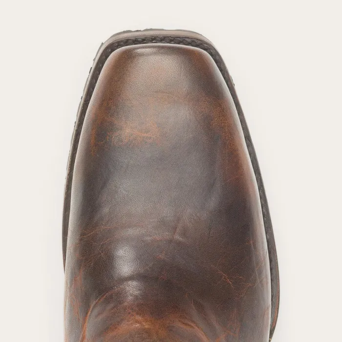 Western Men Stetson Heritage Harness Boots Waxed Brown