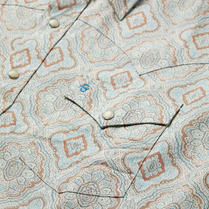 Western Shirts Men Stetson Aqua Paisley Print Western Shirt Green