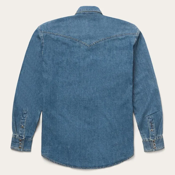 Western Shirts Men Stetson Classic Denim Shirt Blue