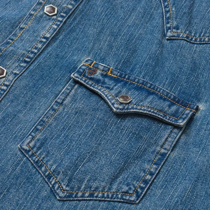 Western Shirts Men Stetson Classic Denim Shirt Blue