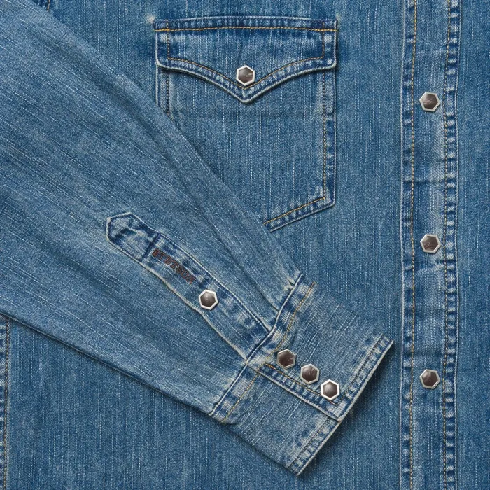 Western Shirts Men Stetson Classic Denim Shirt Blue